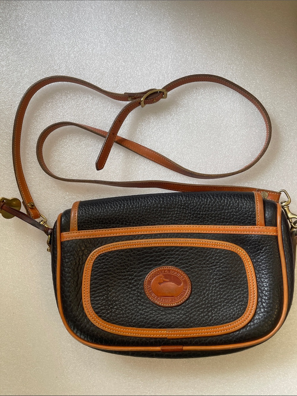 Dooney & Bourke Black and Brown Leather Crossbody Bag
